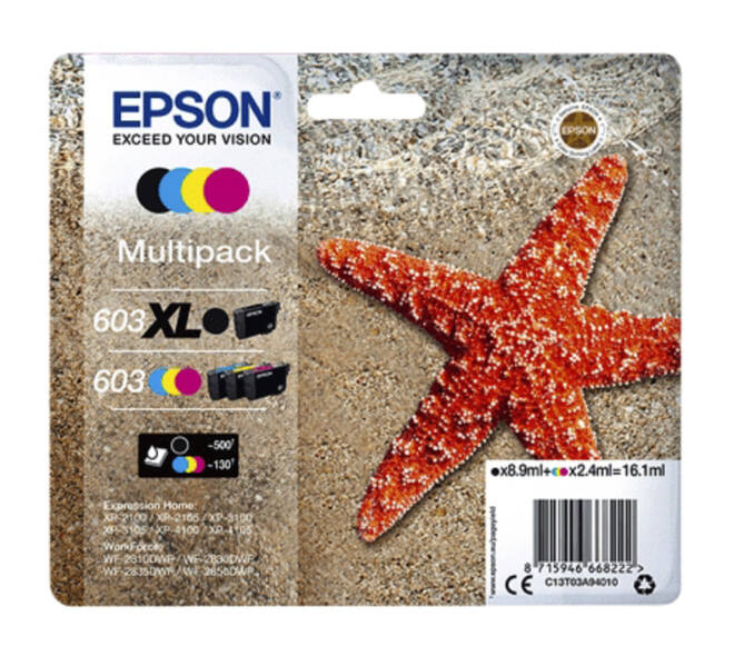 Inktcartridge Epson 603 T03A9 zwart XL+ 3 kleuren