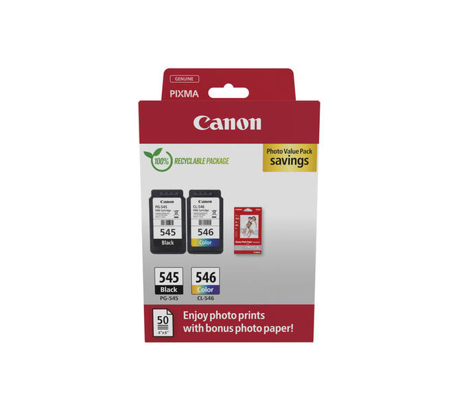 Inktcartridge Canon PG-545 CL-546 zw + kl + papier