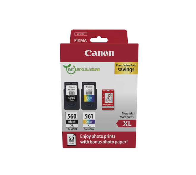 Inktcartridge Canon PG-560XL CL-561XL + papier