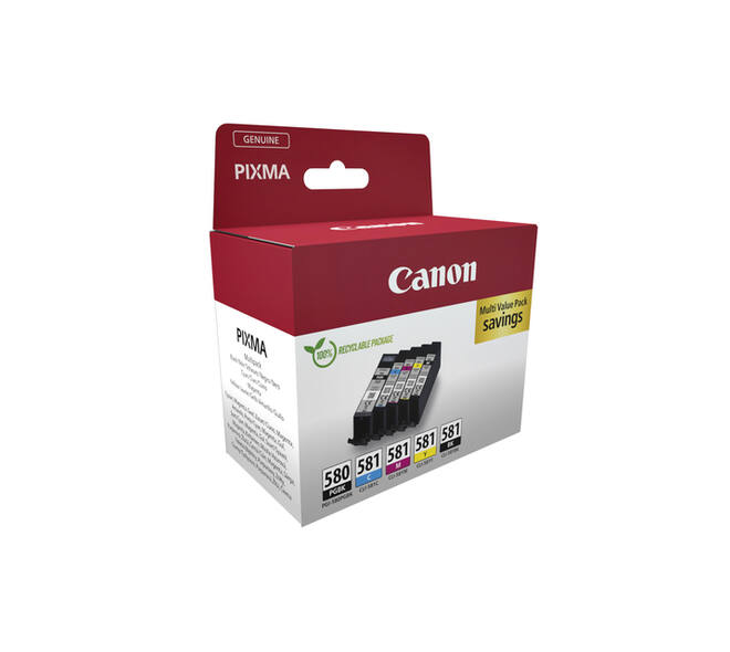 Inktcartridge Canon PGI-580 + CLI-581 2x zwart + 3 kleuren