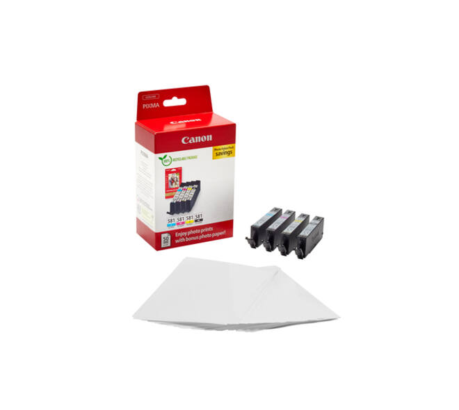 Inktcartridge Canon CLI-581 4 kleuren + papier