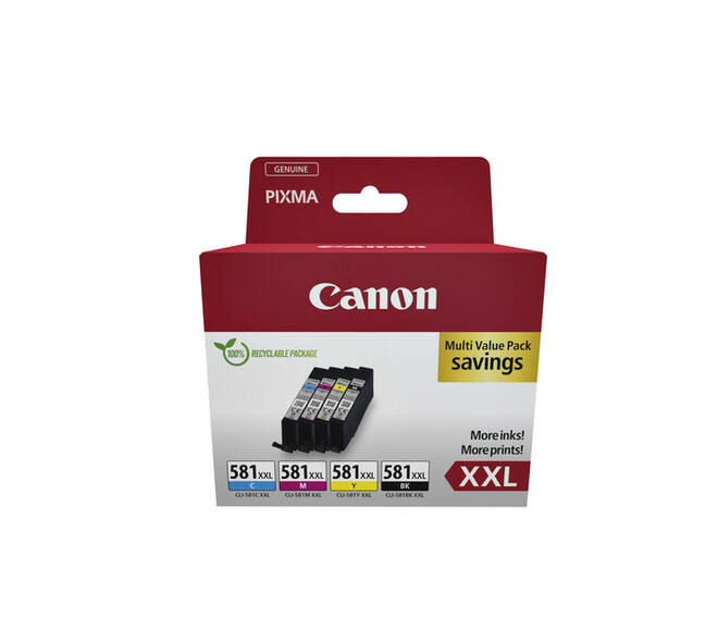 Inktcartridge Canon CLI-581XXL zwart + 3 kleuren
