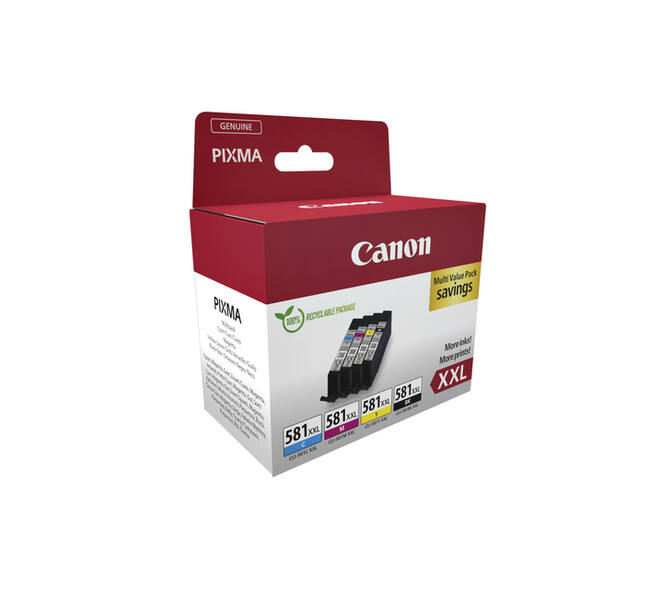 Inktcartridge Canon CLI-581XXL zwart + 3 kleuren
