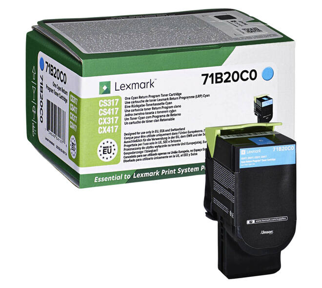 Tonercartridge Lexmark 71B20C0 blauw
