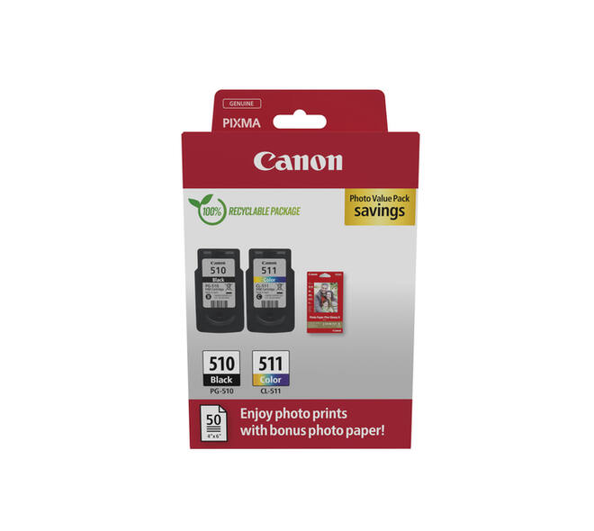 Inktcartridge Canon PG-510 CL-511 zw + kl + papier