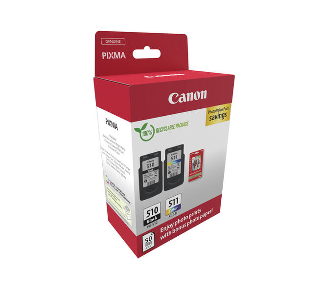 Inktcartridge Canon PG-510 CL-511 zw + kl + papier