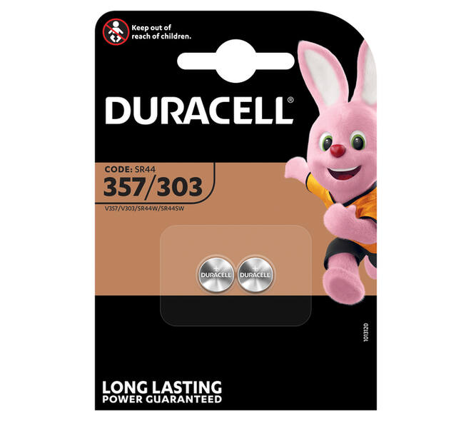 Batterij Duracell knoopcel 2x357/303 zilver oxide Ø11,6mm 2 stuks