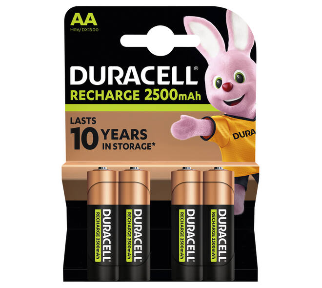 Batterij oplaadbaar Duracell 4x AA 2500mAh Ultra