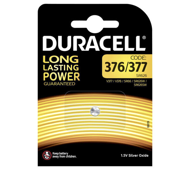Batterij Duracell knoopcel 377 zilver oxide Ø6,8mm 1,5V-18mA
