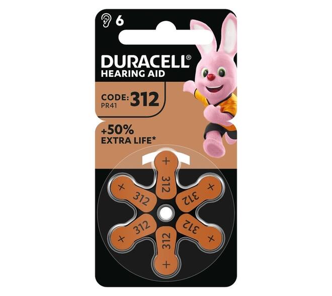 Batterij Duracell Hearing DA312 Ø7,9mm 180mAh 6 stuks