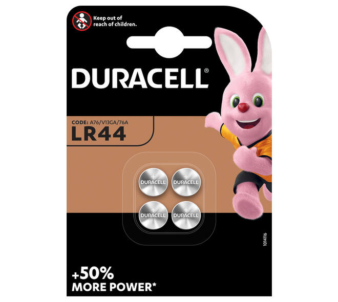 Batterij Duracell knoopcel 4xLR44 alkaline Ø11,6mm
