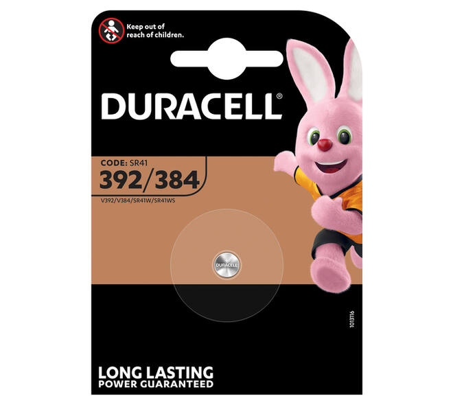 Batterij Duracell knoopcel 1x392/384 alkaline Ø7,9mm 1,5V-45mAh