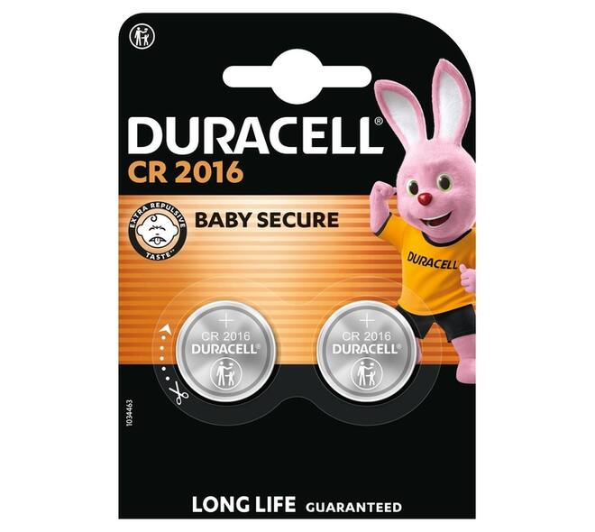 Batterij Duracell knoopcel 2xCR2016 lithium Ø20mm 3V-90mAh