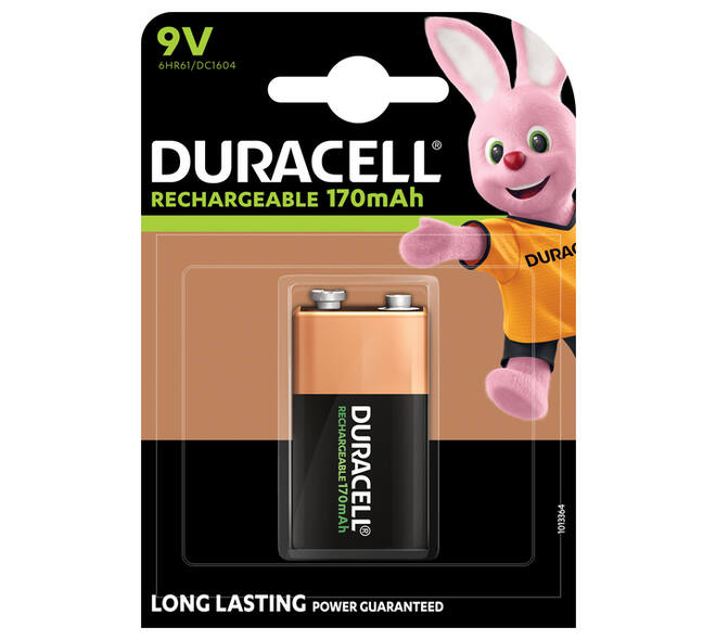 Batterij oplaadbaar Duracell 1x9Volt 170mAh Plus