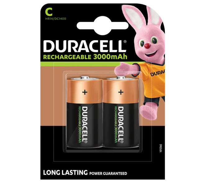 Batterij oplaadbaar Duracell 2xC 3000mAh Plus