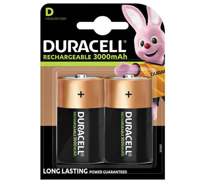 Batterij oplaadbaar Duracell 2xD 3000mAh Plus