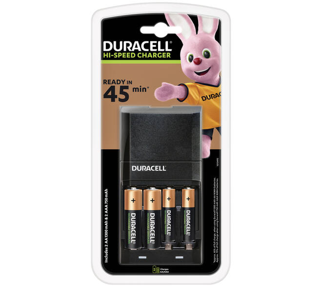 Batterij oplader Duracell CEF27 inclusief + 2x AA + 2x AAA