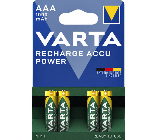 Batterij oplaadbaar VARTA 4x AAA 1000mAh ready2use