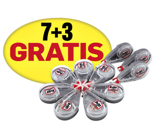 Correctietape Pritt Mini Flex 4.2mmx7m promo pack à 7+3 gratis