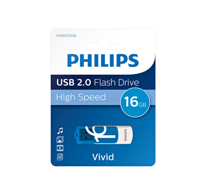 USB stick 2.0 Philips Vivid USB-A 16GB blauw
