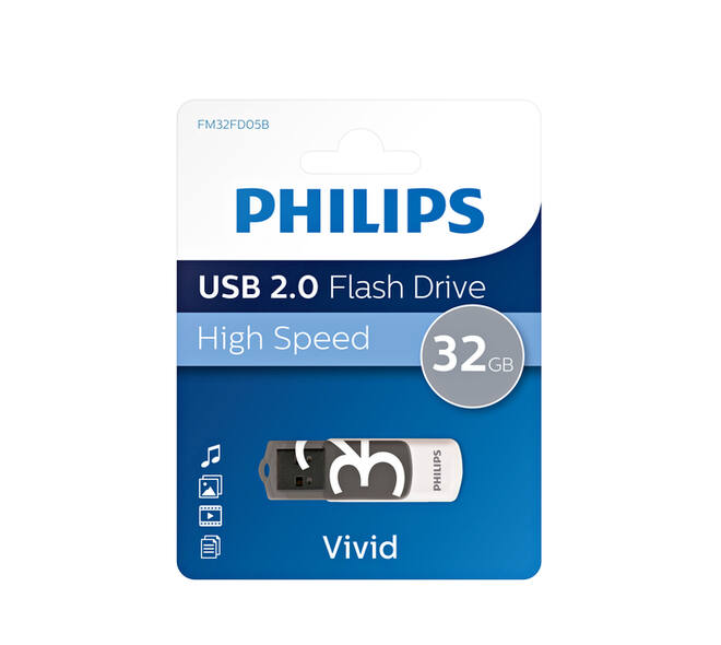 USB stick 2.0 Philips Vivid USB-A 32GB grijs
