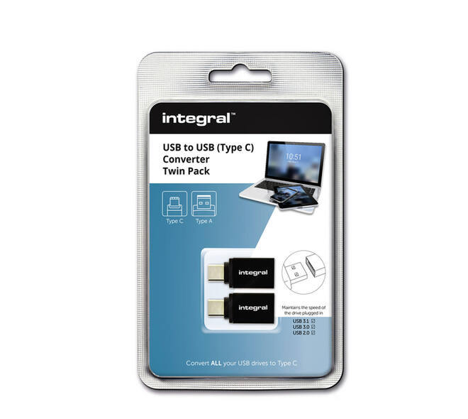 Adapter Integral 3.1 USB-A naar USB-C 2 stuks