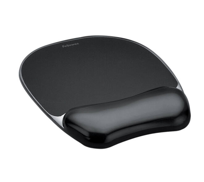 Muismat met polssteun Fellowes Crystals gel transparant zwart