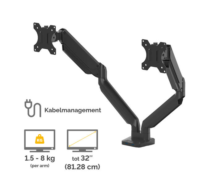 Monitorarm Fellowes Platinum Series dubbel horizontaal