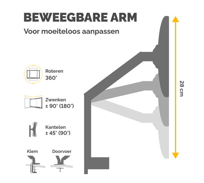 Monitorarm Fellowes Platinum Series dubbel horizontaal