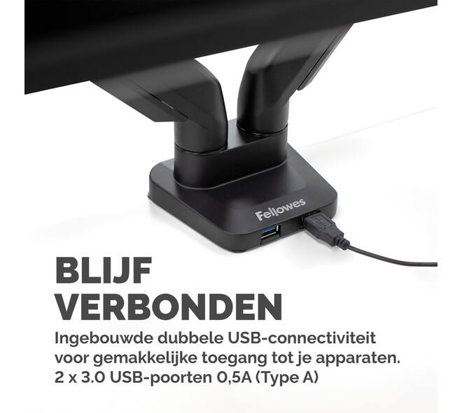 Monitorarm Fellowes Platinum Series dubbel horizontaal