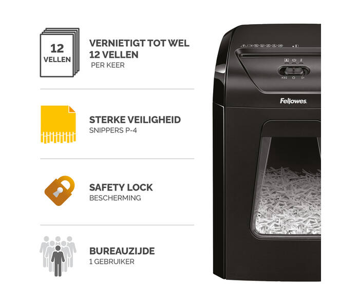 Papiervernietiger Fellowes Powershred 12C snippers 4x40mm