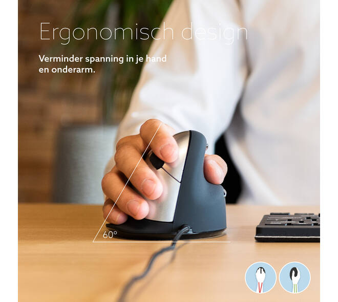 Muis R-Go Ergonomisch HE Break Draad Rechts M