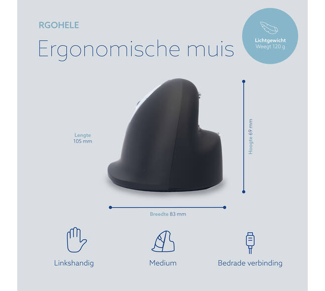Muis R-Go Ergonomisch HE Break Draad Links M