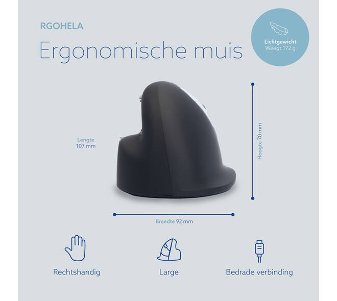 Muis R-Go Ergonomisch HE Break Draad Rechts L