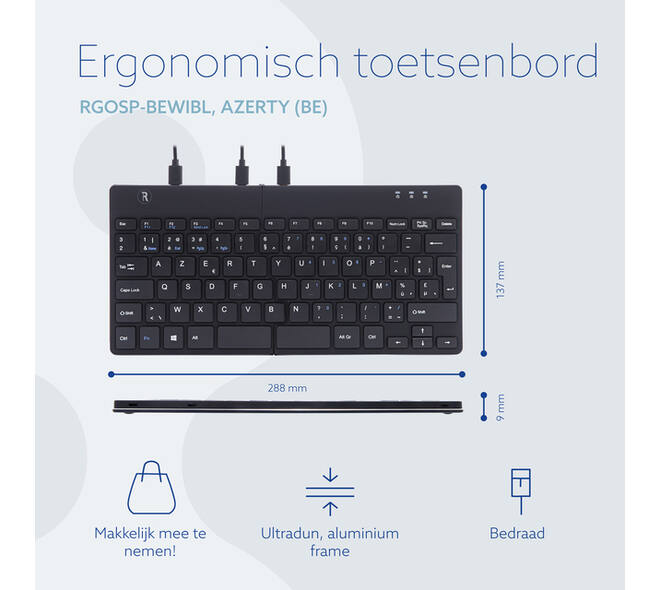 Toetsenbord R-Go Ergonomisch Split Break AZERTY