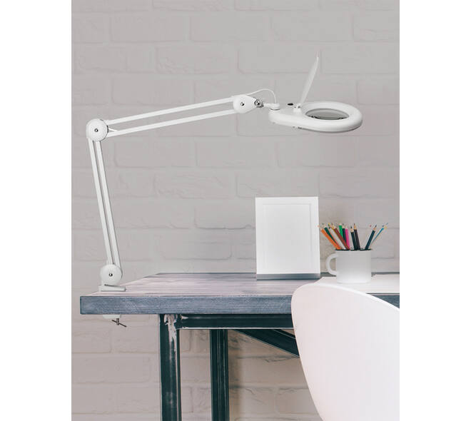 Loeplamp MAUL Viso LED tafelklem wit