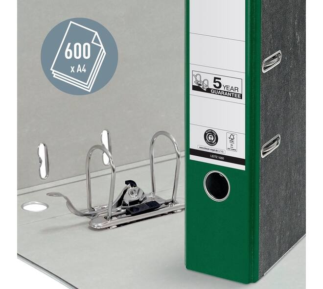 Ordner Leitz 1080 180° 80mm karton A4 groen