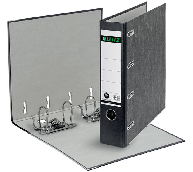 Ordner Leitz 1092 giro-bank met dubbele mechaniek 75mm karton A4 zwart
