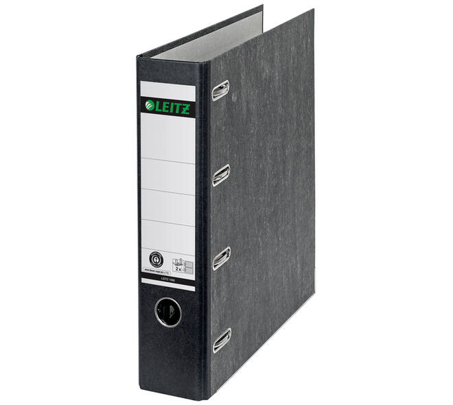 Ordner Leitz 1092 giro-bank met dubbele mechaniek 75mm karton A4 zwart