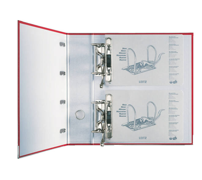 Giro-bank ordner Leitz A4 met dubbele mechaniek 80mm PP rood