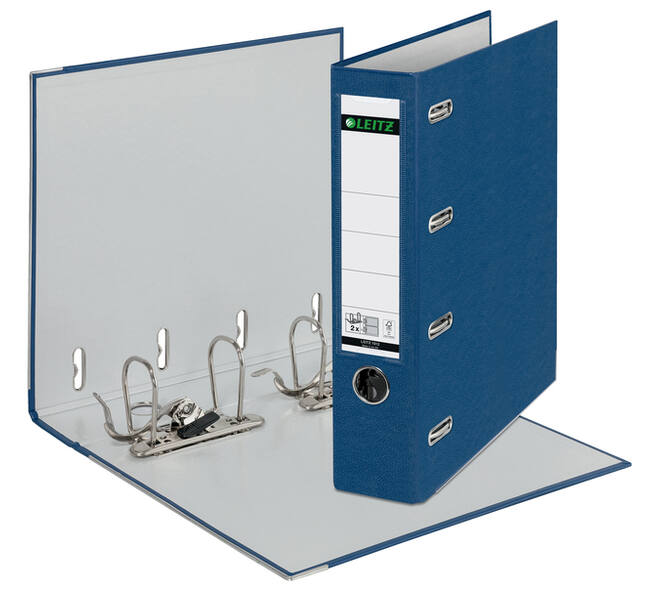 Giro-bank ordner Leitz A4 met dubbele mechaniek 80mm PP blauw