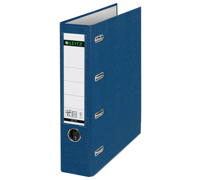 Giro-bank ordner Leitz A4 met dubbele mechaniek 80mm PP blauw