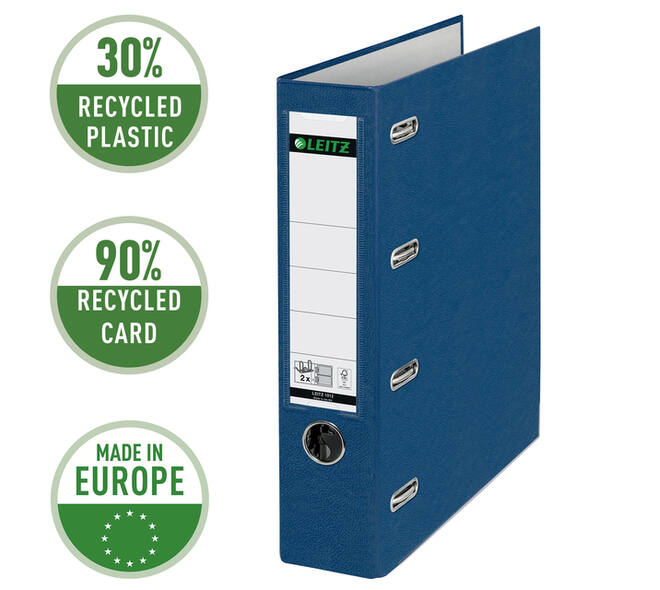 Giro-bank ordner Leitz A4 met dubbele mechaniek 80mm PP blauw