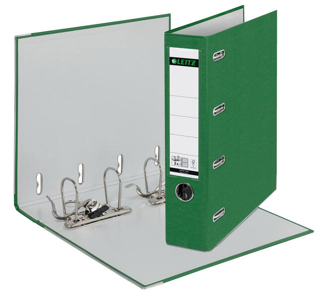 Giro-/bank ordner Leitz A4 met dubbele mechaniek 80mm PP groen
