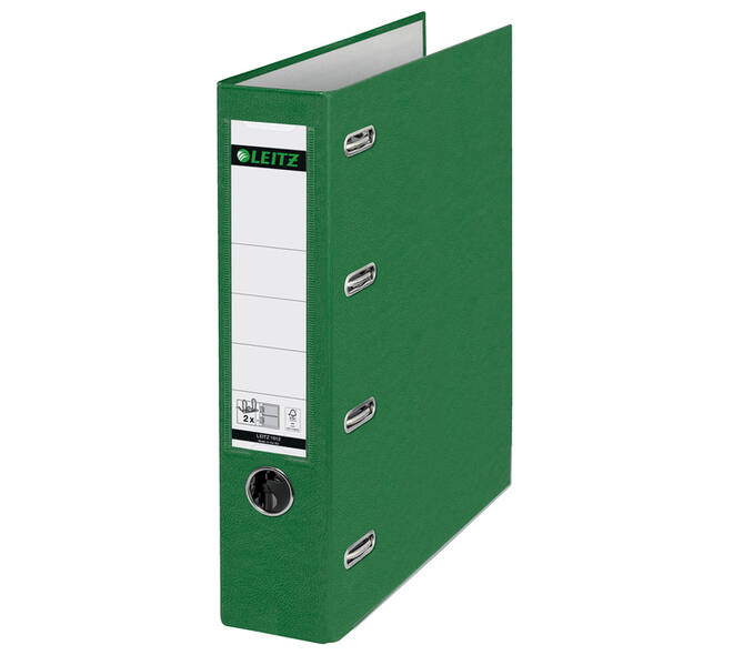 Giro-/bank ordner Leitz A4 met dubbele mechaniek 80mm PP groen