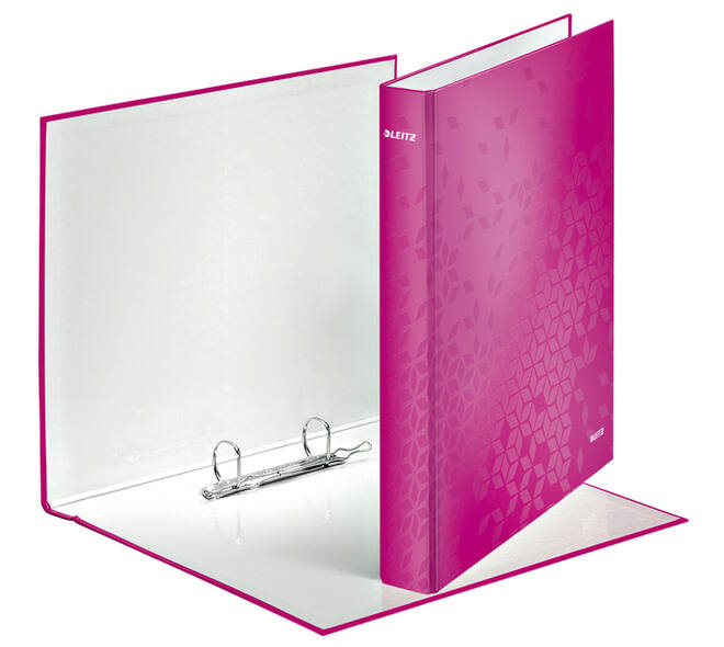 Ringband Leitz WOW A4 maxi 2-rings D-mechaniek 25mm roze