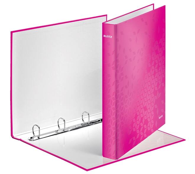 Ringband Leitz WOW A4 maxi 4-rings D-mechaniek 25mm roze