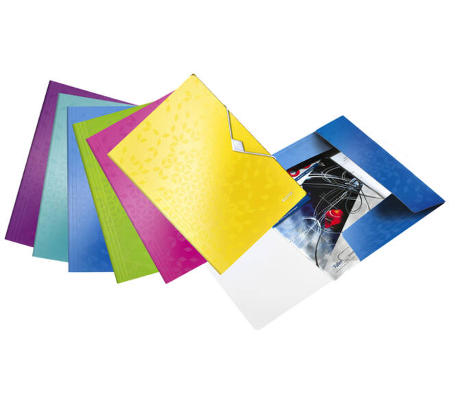 Elastomap Leitz WOW A4 3 kleppen PP roze