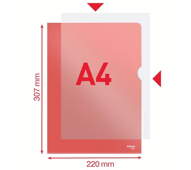 Insteekmap L-model Esselte standaard A4 0.11mm PP rood 100 stuks