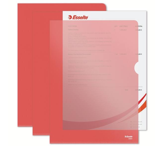 Insteekmap L-model Esselte standaard A4 0.11mm PP rood 100 stuks